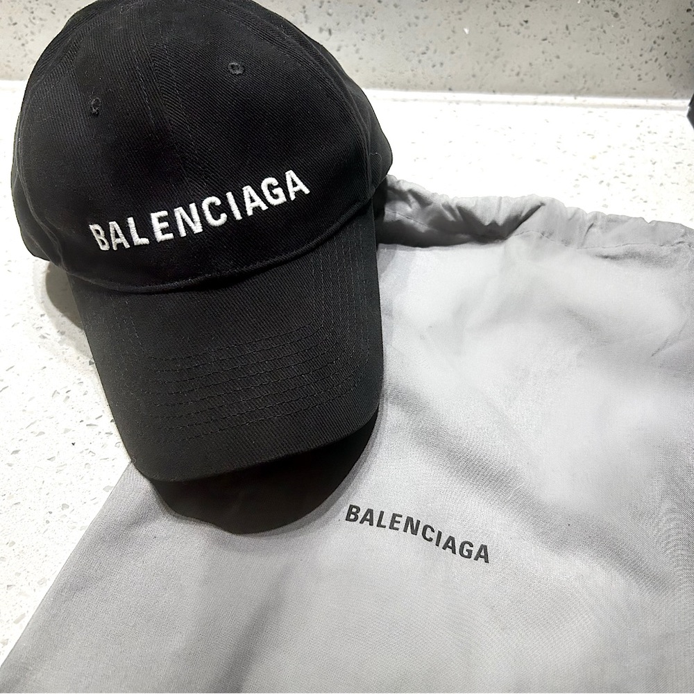 Black Balenciaga Baseball Cap, one size fits all.